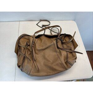 Falor Le Borse Fine Italian Leather Satchel shoulder bag pebbled Tan Moto‎ Large